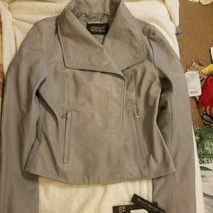 Badgley Mischka Leather Jacket small deep sage
